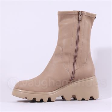 Wonders Toronto Pull On Wedge Heel Boot - Beige Leather
